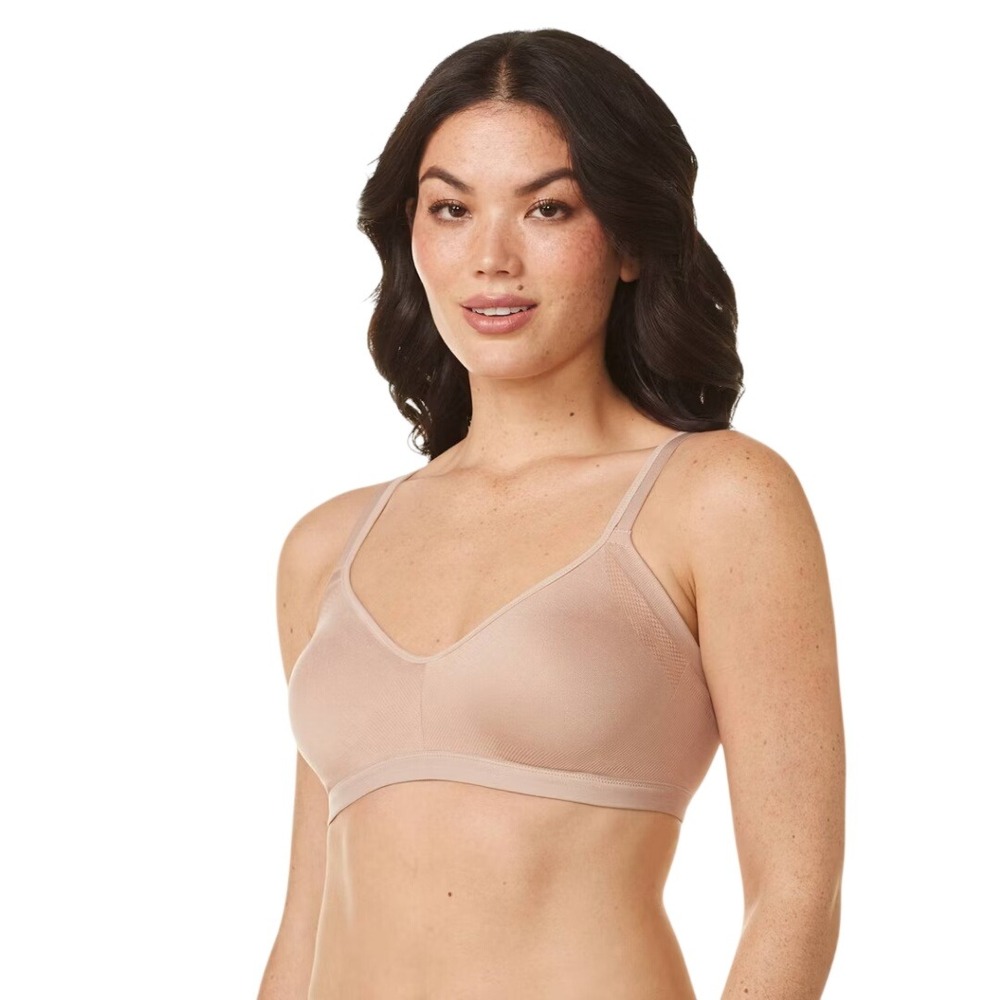 Warner's Women's Tan Underarm Smoothing Stretch Wireless Comfort Bra Size XL